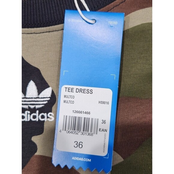 New! adidas Originals x DRY CLEAN ONLY Bangkok Camo Lace Hem Midi Shirt Dress, S - Picture 11 of 11